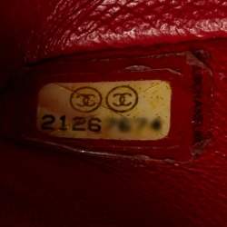 Pre Owned Chanel Red Chevron Patent Leather New Mini Classic Flap Bag