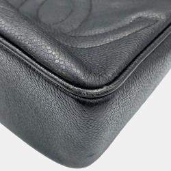 Pre Owned Chanel Triple Coco One Belt Black Caviar Leather