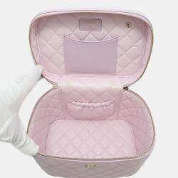 Pre Owned Chanel Vanity Light Purple Caviar Leather Shoulder Bag