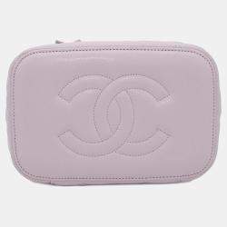 Pre Owned Chanel Vanity Light Purple Caviar Leather Shoulder Bag