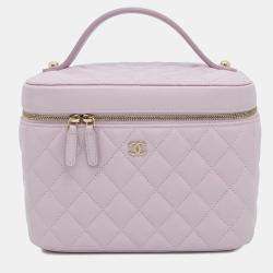 Pre Owned Chanel Vanity Light Purple Caviar Leather Shoulder Bag