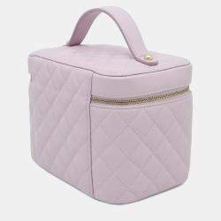 Pre Owned Chanel Vanity Light Purple Caviar Leather Shoulder Bag