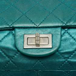 Pre Owned Chanel Teal Green Quilted Patent Leather Classic 227 Reissue 2.55 Flap Bag