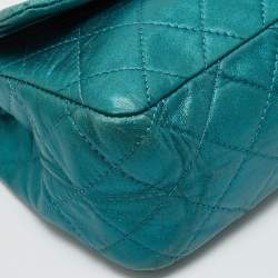 Pre Owned Chanel Teal Green Quilted Patent Leather Classic 227 Reissue 2.55 Flap Bag
