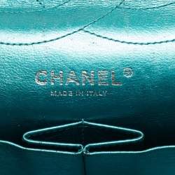 Pre Owned Chanel Teal Green Quilted Patent Leather Classic 227 Reissue 2.55 Flap Bag