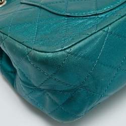 Pre Owned Chanel Teal Green Quilted Patent Leather Classic 227 Reissue 2.55 Flap Bag