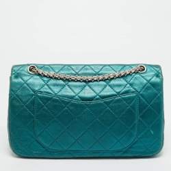 Pre Owned Chanel Teal Green Quilted Patent Leather Classic 227 Reissue 2.55 Flap Bag