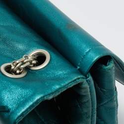 Pre Owned Chanel Teal Green Quilted Patent Leather Classic 227 Reissue 2.55 Flap Bag