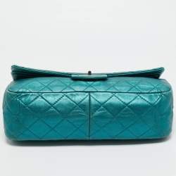 Pre Owned Chanel Teal Green Quilted Patent Leather Classic 227 Reissue 2.55 Flap Bag