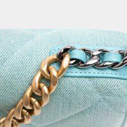 Pre Owned محفظة شانيل بلو دينيم 19 على سلسلة