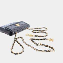 Pre Owned Chanel Black Quilted Shiny Aged Calfskin Waist Belt Bag