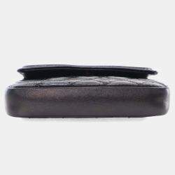Pre Owned Chanel Black Quilted Shiny Aged Calfskin Waist Belt Bag