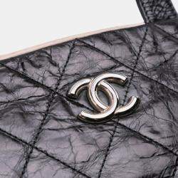 Pre Owned Chanel Black CC Quilted Glazed Calfskin Portobello Tote