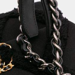 Pre Owned Chanel Black Medium Canvas and Cotton 19 Flap