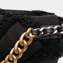 Pre Owned Chanel Black Medium Canvas and Cotton 19 Flap