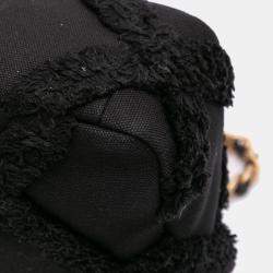 Pre Owned Chanel Black Medium Canvas and Cotton 19 Flap