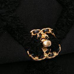 Pre Owned Chanel Black Medium Canvas and Cotton 19 Flap