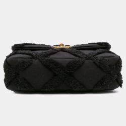 Pre Owned Chanel Black Medium Canvas and Cotton 19 Flap