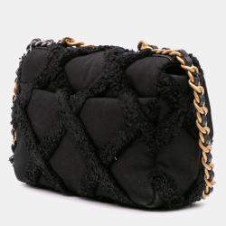 Pre Owned Chanel Black Medium Canvas and Cotton 19 Flap