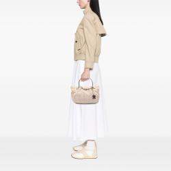 Pre Owned Chanel White Tweed Boucle Knitting Top Handle Bag