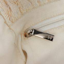 Pre Owned Chanel White Tweed Boucle Knitting Top Handle Bag