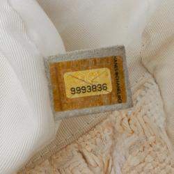 Pre Owned Chanel White Tweed Boucle Knitting Top Handle Bag