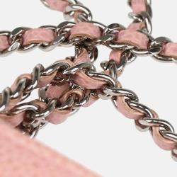 Pre Owned Chanel Timeless Pink Caviar Leather Wallet on Chain