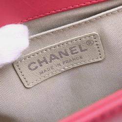 Pre Owned Chanel Boy Chanel Pink Calfskin Chain Shoulder Bag