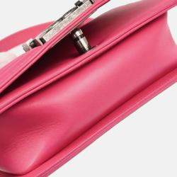 Pre Owned Chanel Boy Chanel Pink Calfskin Chain Shoulder Bag