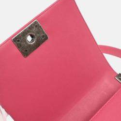 Pre Owned Chanel Boy Chanel Pink Calfskin Chain Shoulder Bag