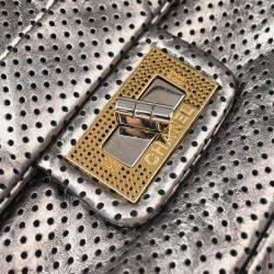 Pre Owned Chanel Mademoiselle Champagne Gold Perforated Leather Shoulder Bag