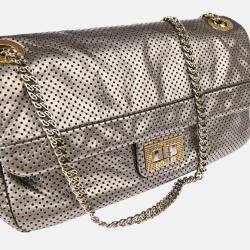 Pre Owned Chanel Mademoiselle Champagne Gold Perforated Leather Shoulder Bag