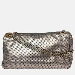 Pre Owned Chanel Mademoiselle Champagne Gold Perforated Leather Shoulder Bag