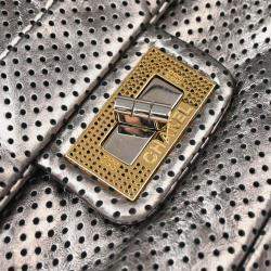 Pre Owned Chanel Mademoiselle Champagne Gold Perforated Leather Shoulder Bag