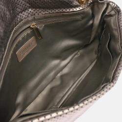 Pre Owned Chanel Mademoiselle Champagne Gold Perforated Leather Shoulder Bag