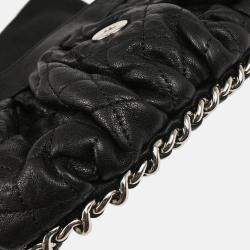 Pre Owned Chanel Chain Around Black Leather Shoulder Bag