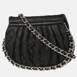 Pre Owned Chanel Chain Around Black Leather Shoulder Bag