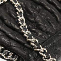 Pre Owned Chanel Chain Around Black Leather Shoulder Bag