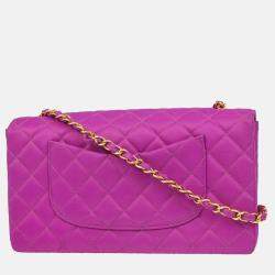 Pre Owned Chanel CC Flap Purple Nylon Shoulder Bag