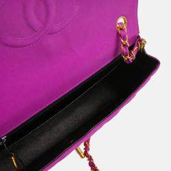 Pre Owned Chanel CC Flap Purple Nylon Shoulder Bag