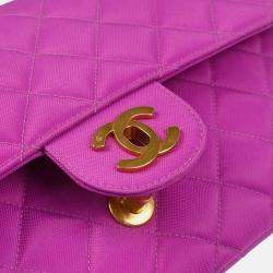 Pre Owned Chanel CC Flap Purple Nylon Shoulder Bag