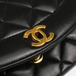 Pre Owned Chanel Diana Small Black Lambskin Shoulder Bag