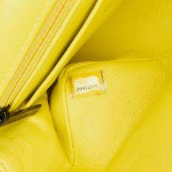 Pre Owned Chanel Yellow Mini Rectangular Classic Velvet Single Flap Bag