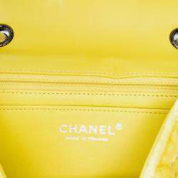 Pre Owned Chanel Yellow Mini Rectangular Classic Velvet Single Flap Bag