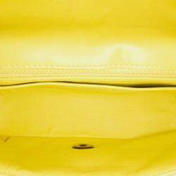 Pre Owned Chanel Yellow Mini Rectangular Classic Velvet Single Flap Bag
