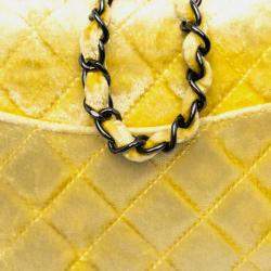 Pre Owned Chanel Yellow Mini Rectangular Classic Velvet Single Flap Bag