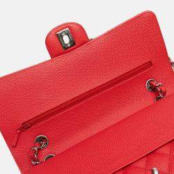 Pre Owned Chanel Red Medium Classic Caviar Double Flap