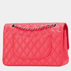 Pre Owned Chanel Red Medium Classic Caviar Double Flap