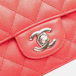 Pre Owned Chanel Red Medium Classic Caviar Double Flap