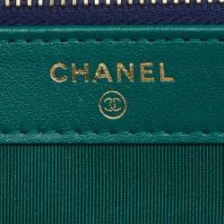 Pre Owned Chanel Blue Quilted Fabric Double Zip WOC Crossbody Bag